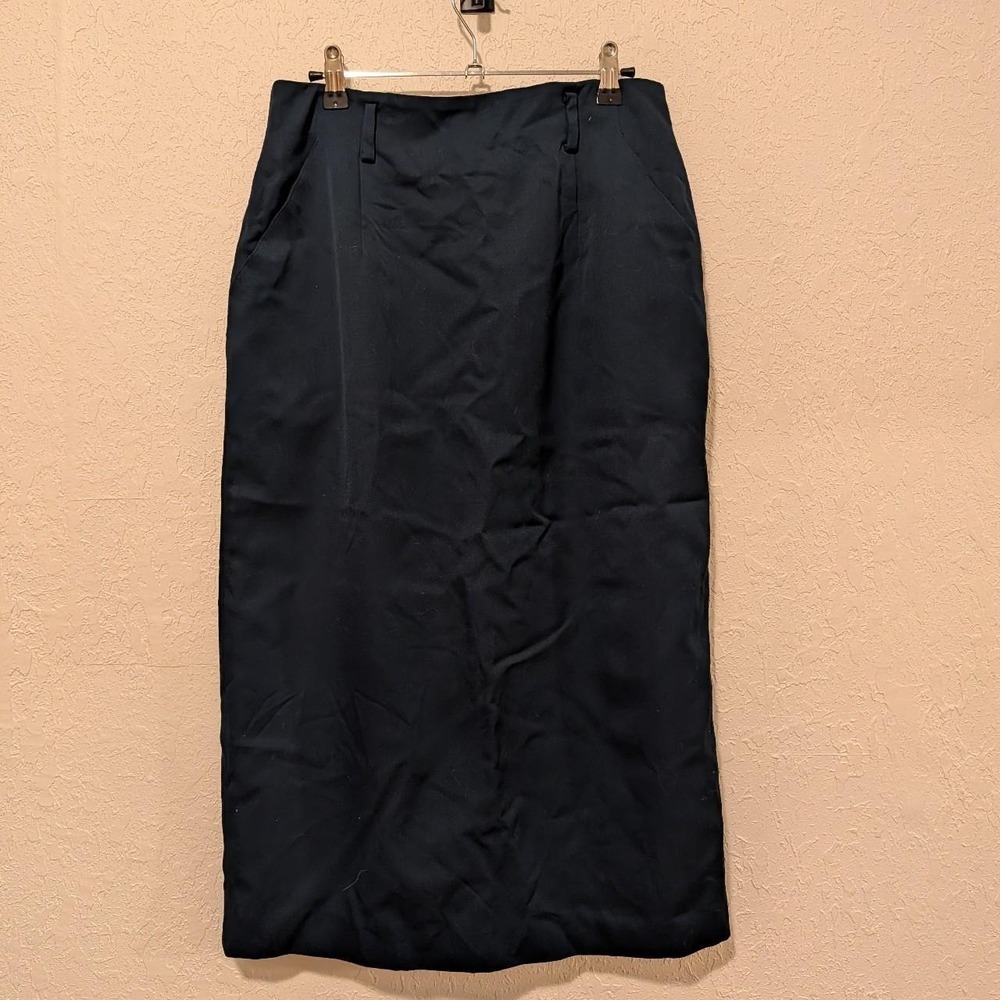 Womens Valerie Stevens Green Wool Midi Pencil Skirt 12 Excellent Vintage Skirt